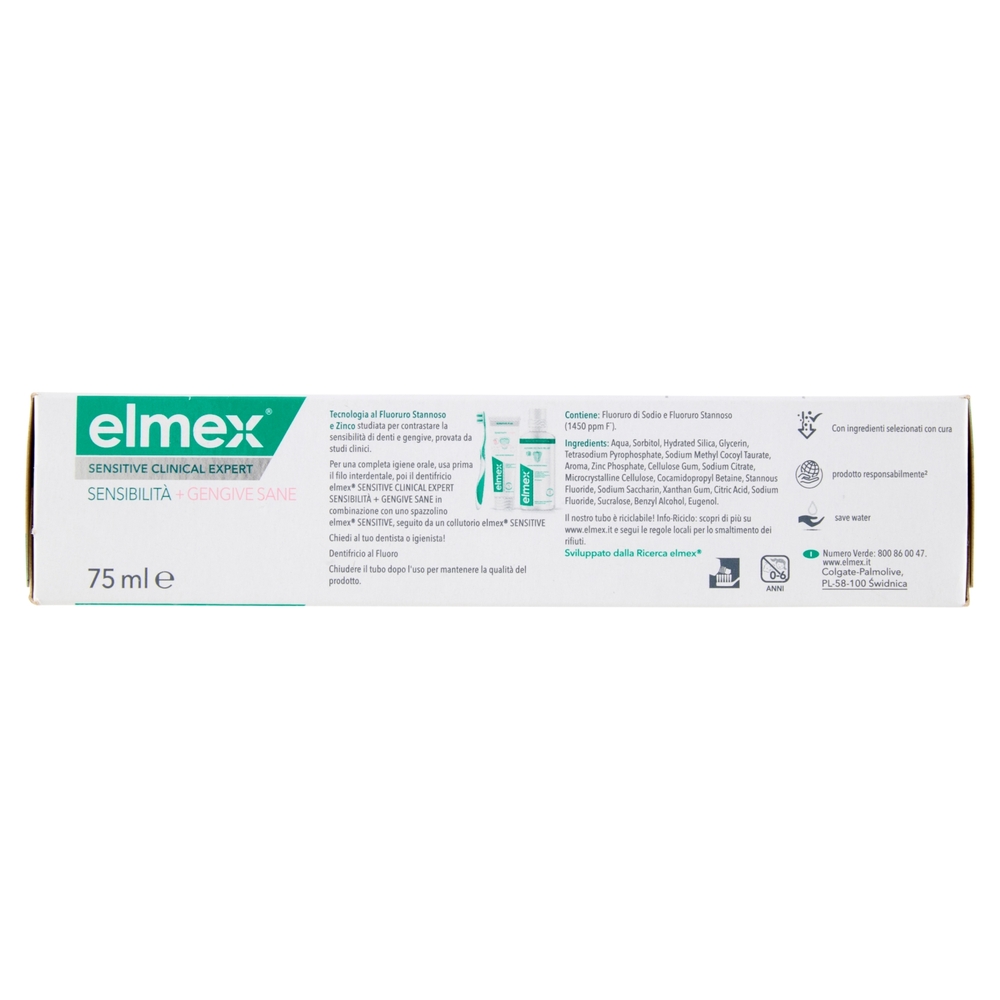 elmex dentifricio Sensitive Clinical Expert Sensibilità + Gengive sane 75 ml